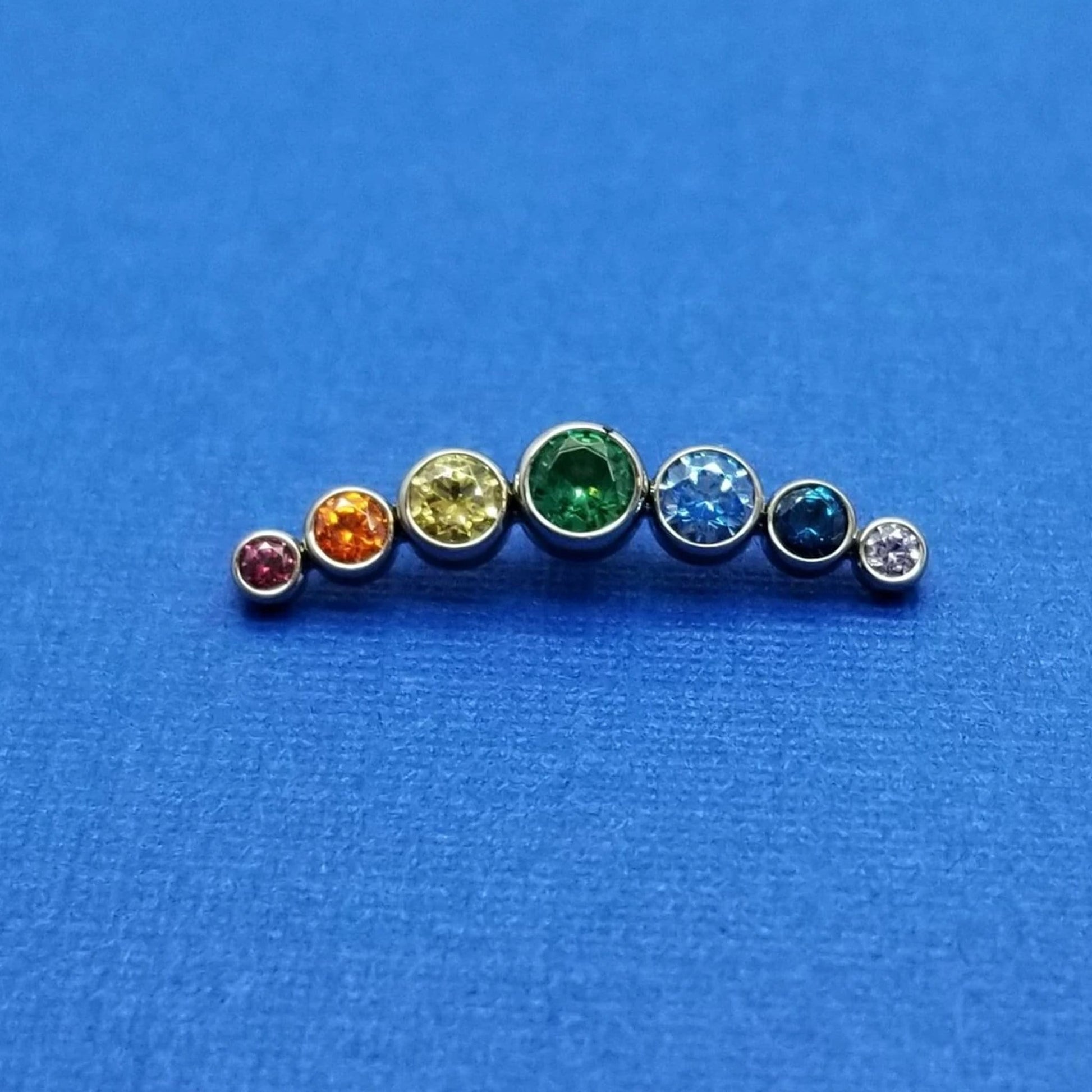 Threaded 14g Rainbow Gem Arc Cluster Top - Avanti Body Jewelry