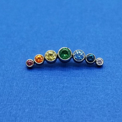 Threaded 14g Rainbow Gem Arc Cluster Top - Avanti Body Jewelry