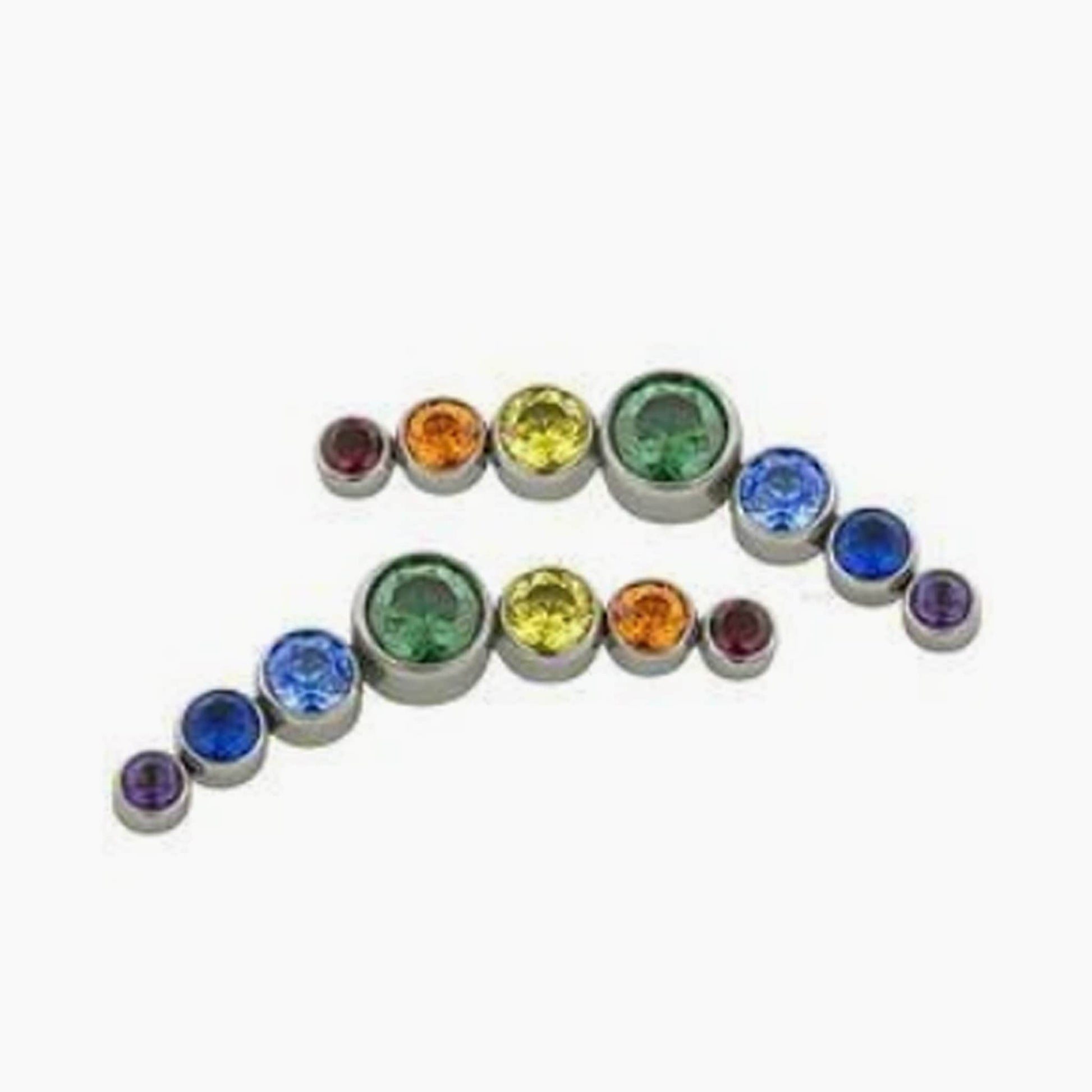 Threaded 14g Rainbow Gem Arc Cluster Top - Avanti Body Jewelry