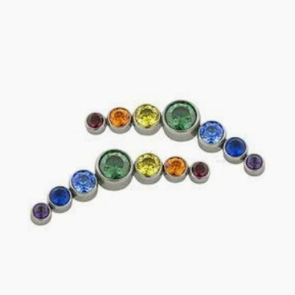 Threaded 14g Rainbow Gem Arc Cluster Top - Avanti Body Jewelry