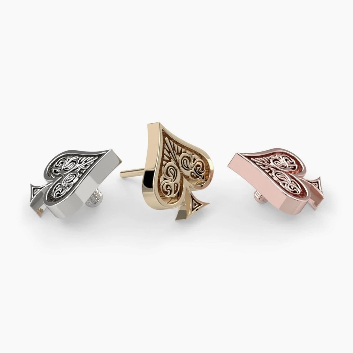 Ace of Spades | 14K Threadless Top For Nose, Ears & Lip - Avanti Body Jewelry