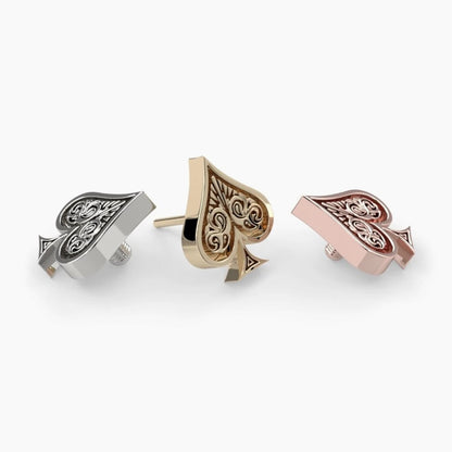 Ace of Spades | 14K Threadless Top For Nose, Ears & Lip - Avanti Body Jewelry