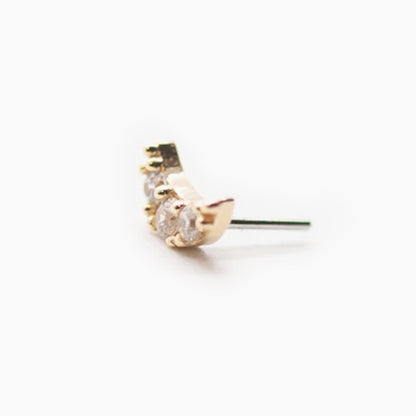 Crescent Moon w/ CZ Pave | 14K Threadless Top For Nose, Ears & Lip - Avanti Body Jewelry