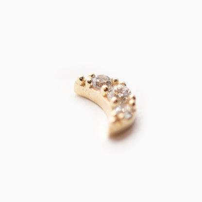 Crescent Moon w/ CZ Pave | 14K Threadless Top For Nose, Ears & Lip - Avanti Body Jewelry