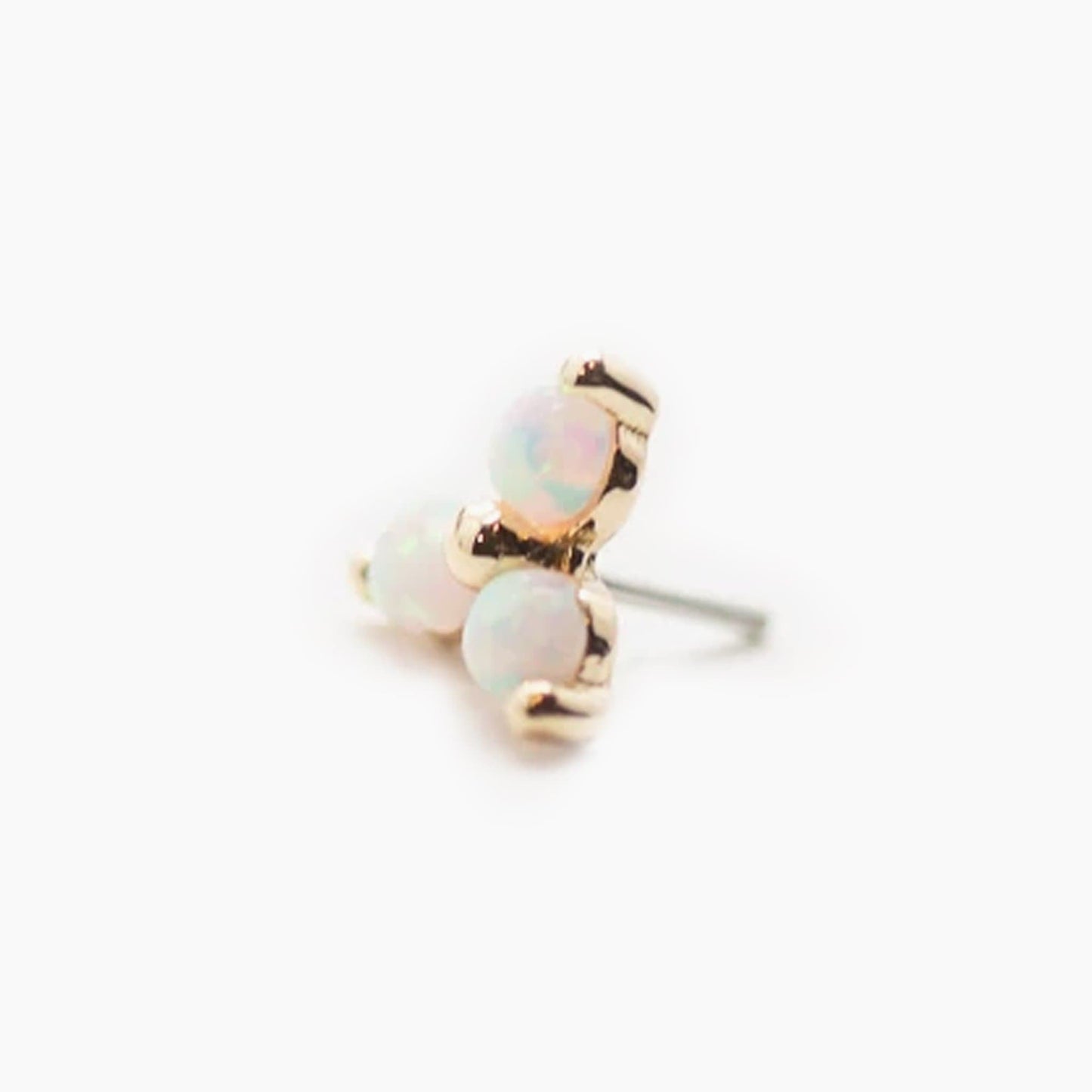 Large Opal Trinity | 14K Threadless Top For Nose, Ears & Lip - Avanti Body Jewelry