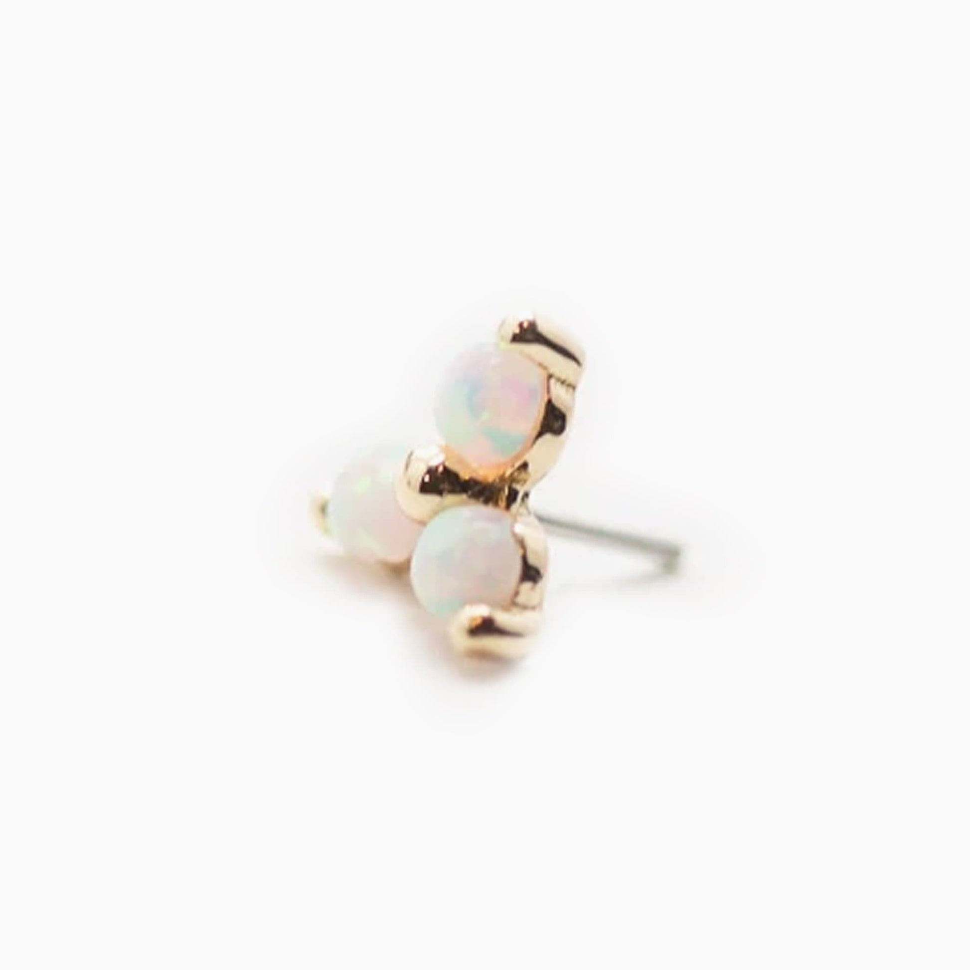 Large Opal Trinity | 14K Threadless Top For Nose, Ears & Lip - Avanti Body Jewelry
