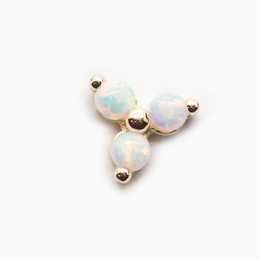 Large Opal Trinity | 14K Threadless Top For Nose, Ears & Lip - Avanti Body Jewelry