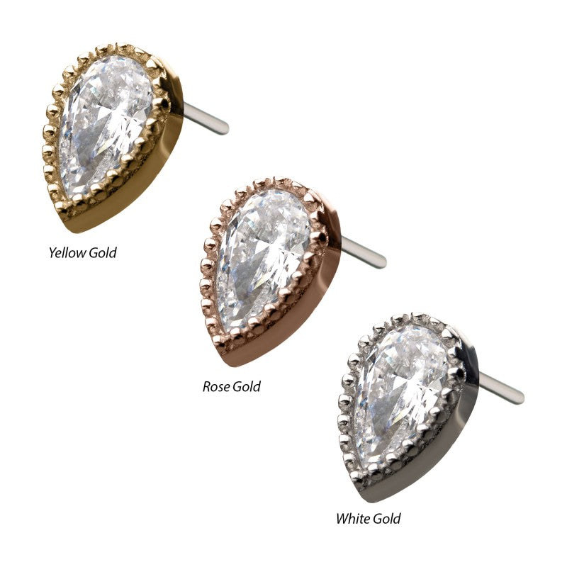 Teardrop | 14K Threadless Top For Nose, Ears & Lip - Avanti Body Jewelry