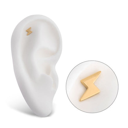 Lightning Bolt | 14K Threadless Top For Nose, Ears & Lip - Avanti Body Jewelry