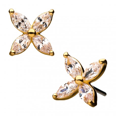 Flower | 14K Threadless Top For Nose, Ears & Lip - Avanti Body Jewelry