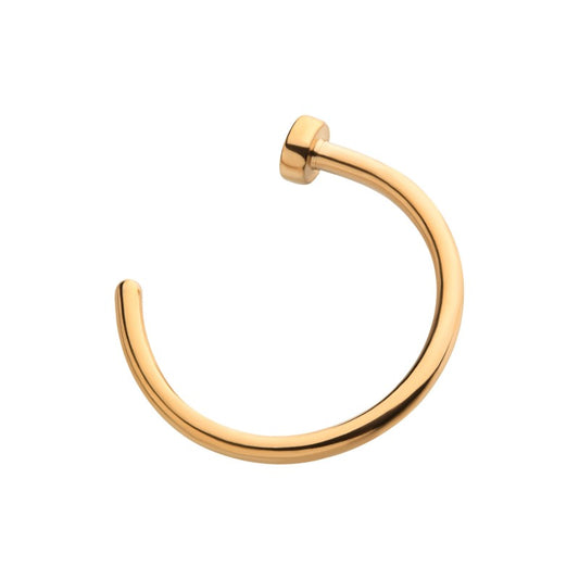 24k Gold PVD Flat Back Nose Hoop Hammer - Avanti Body Jewelry