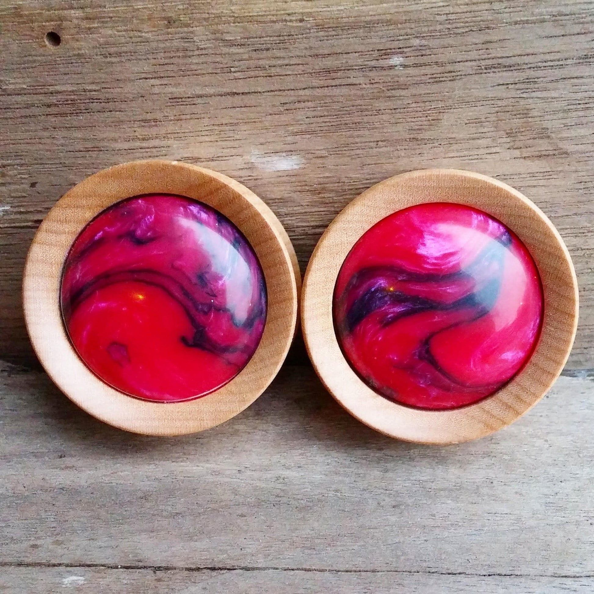 OMW | Convex Galactic Resin Inlay Wood Plug Pair - Avanti Body Jewelry