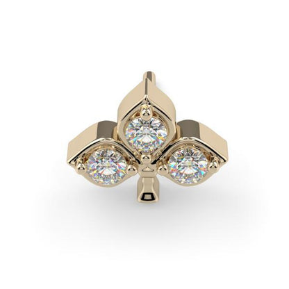 Diamond Clover | 14K Threadless Top For Nose, Ears & Lip - Avanti Body Jewelry