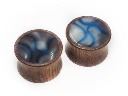 OMW | Marble Resin Inlay Wood Plug Pair - Avanti Body Jewelry