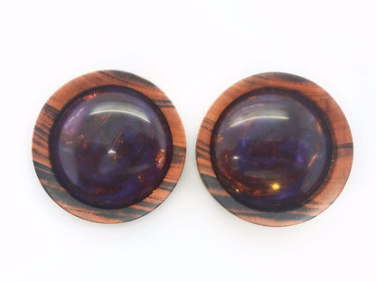 OMW | Convex Galactic Resin Inlay Wood Plug Pair - Avanti Body Jewelry