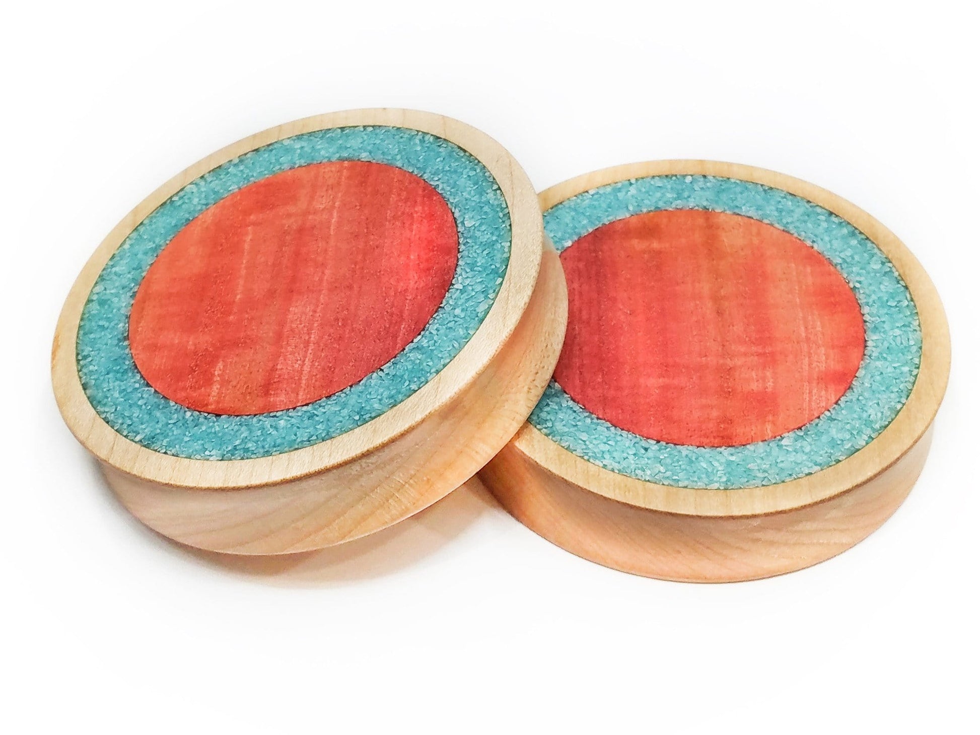 OMW | Crushed Glass & Pink Ivory Inlay Wood Plug Pair - Avanti Body Jewelry