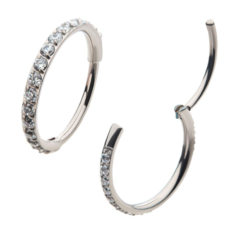 Hinged Ring Eternity Gem | Titanium Clicker Segment Hoop Ring - Avanti Body Jewelry