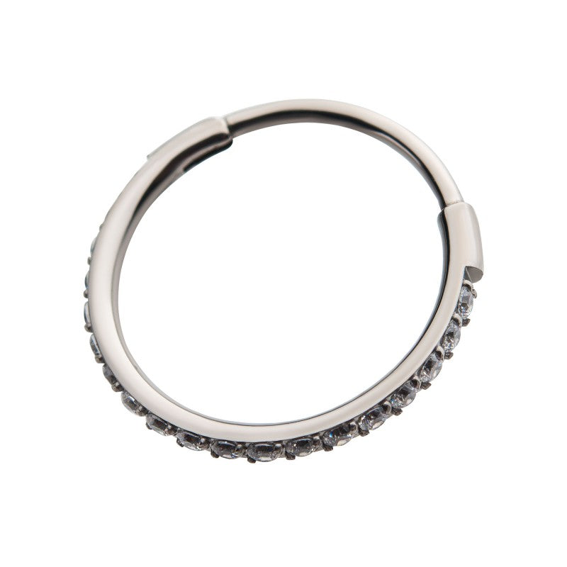 Hinged Ring Eternity Gem | Titanium Clicker Segment Hoop Ring - Avanti Body Jewelry