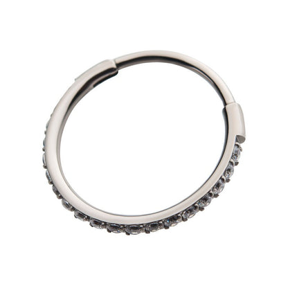 Hinged Ring Eternity Gem | Titanium Clicker Segment Hoop Ring - Avanti Body Jewelry