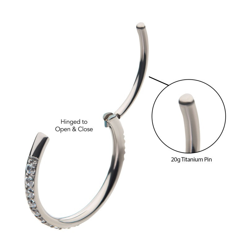 Hinged Ring Eternity Gem | Titanium Clicker Segment Hoop Ring - Avanti Body Jewelry