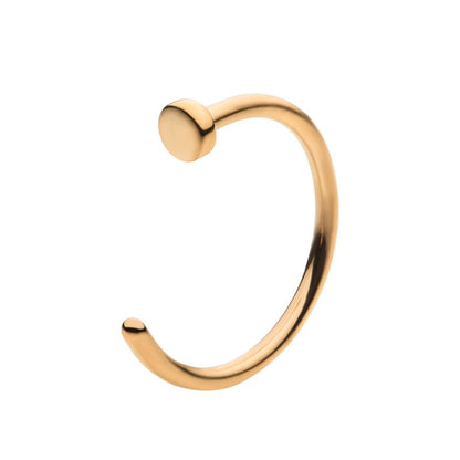 24k Gold PVD Flat Back Nose Hoop Hammer - Avanti Body Jewelry