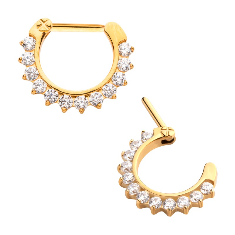 24Kt Gold PVD Pave Set Gem Clicker - Avanti Body Jewelry
