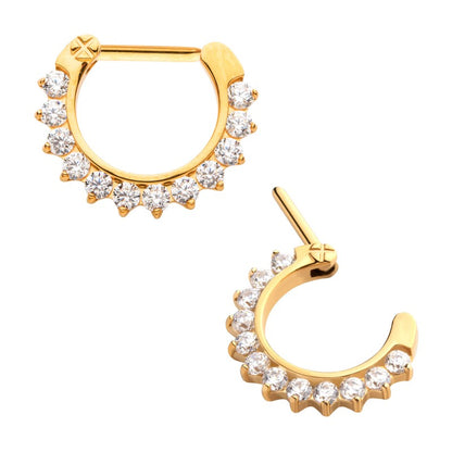24Kt Gold PVD Pave Set Gem Clicker - Avanti Body Jewelry