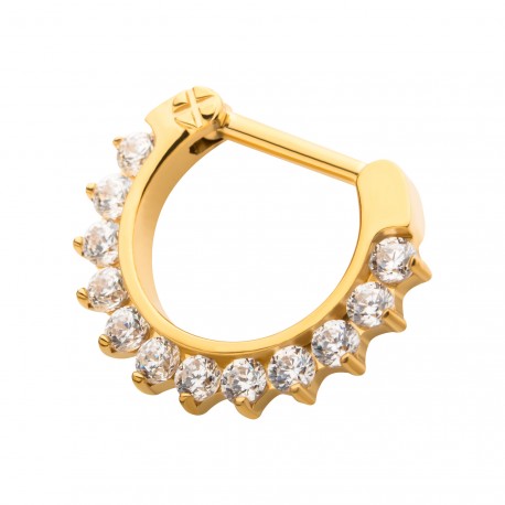 24Kt Gold PVD Pave Set Gem Clicker - Avanti Body Jewelry