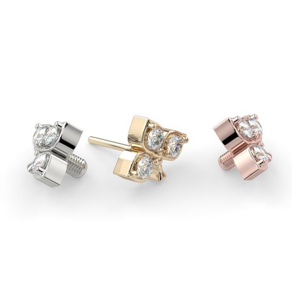 Diamond Clover | 14K Threadless Top For Nose, Ears & Lip - Avanti Body Jewelry