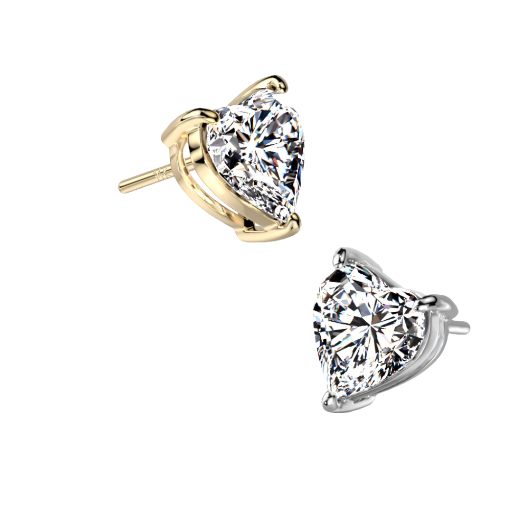 Heart Gem | 14K Threadless Top For Nose, Ears & Lip - Avanti Body Jewelry