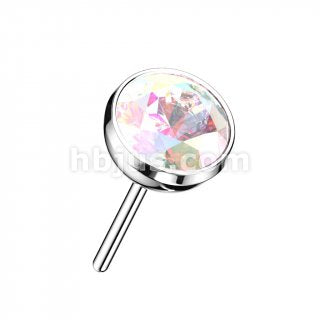 Implant Grade Titanium Threadless Push In Bezel Set CZ Ball Top For Nose, Ears & Lip - Avanti Body Jewelry