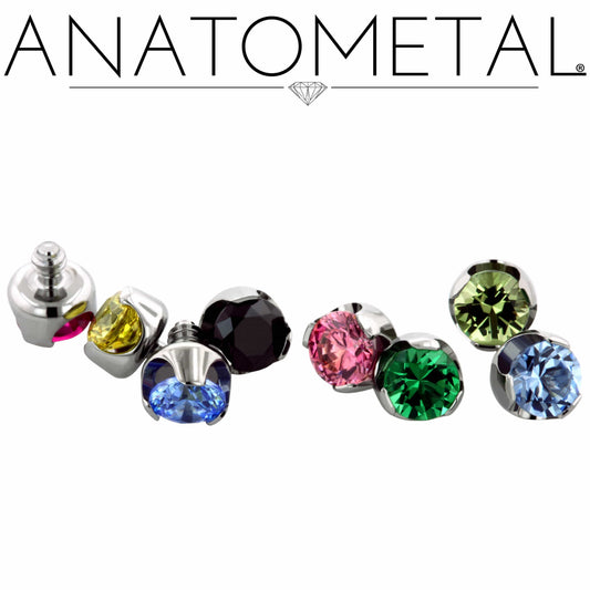 Threaded End | Prong-Set Gem | 16g Medium Gem Size - Avanti Body Jewelry