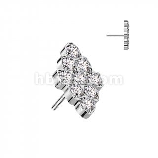 Pave Gems Diamond Shaped Top | Titanium Threadless Push In For Nose, Ears & Lip - Avanti Body Jewelry