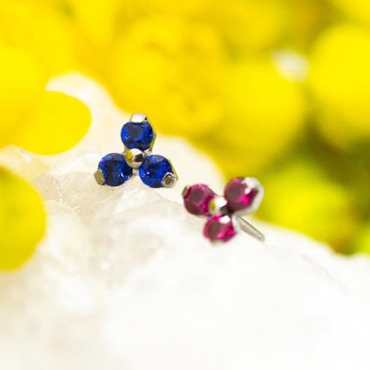 Trinity 3 Gem Cluster | Titanium Threadless Top For Nose, Ears & Lip - Avanti Body Jewelry