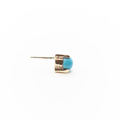 Threadless 14k Gold 3-Prong Genuine Turquoise Tops For Nose, Ears & Lip - Avanti Body Jewelry