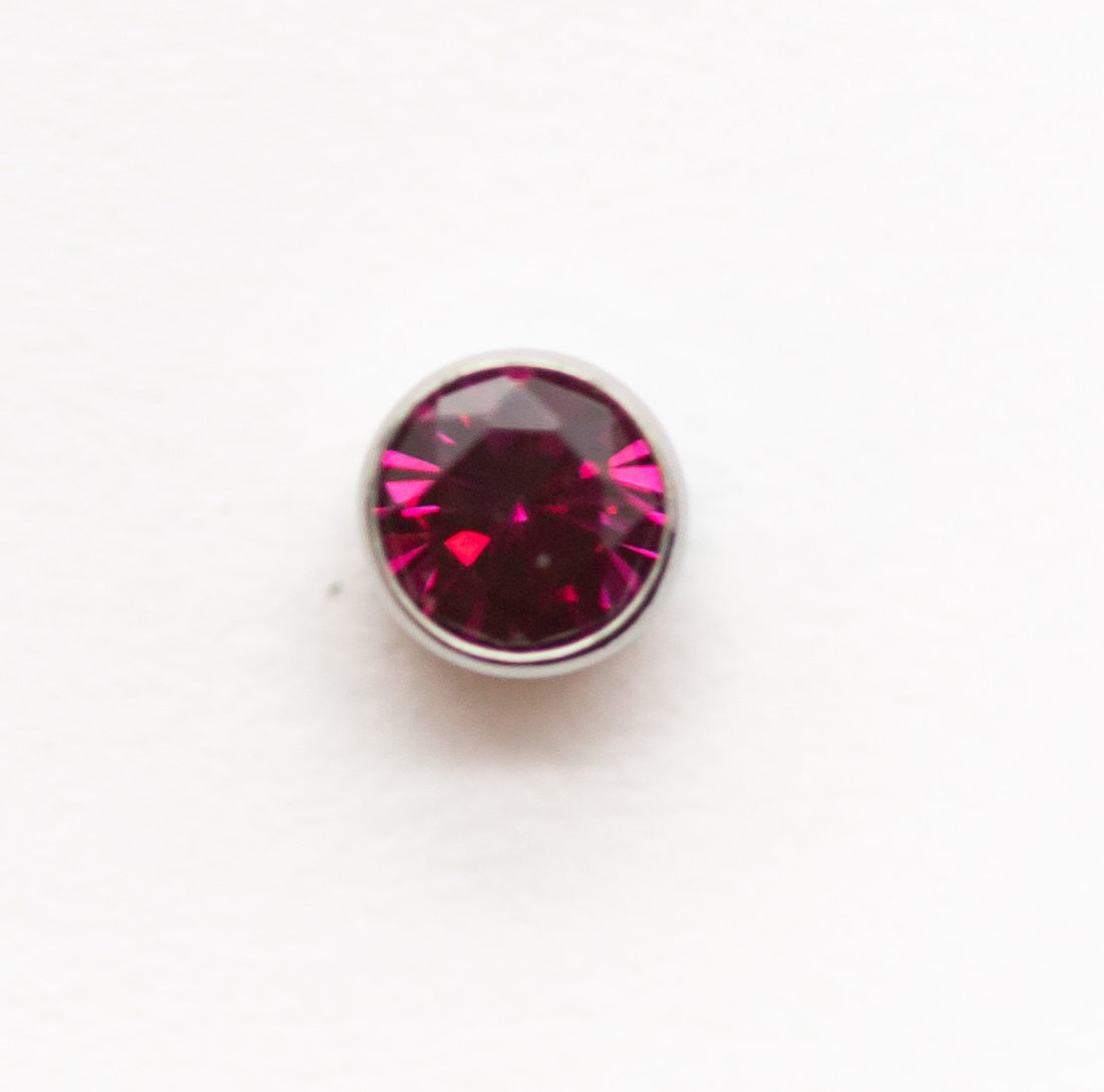 Bezel Set Gem | Titanium Threadless Top For Nose, Ears & Lip - Avanti Body Jewelry