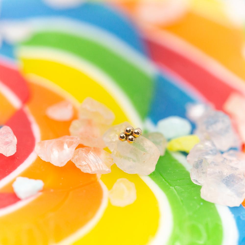 Threadless 14k Quad-Bead Cluster Tops For Nose, Ears & Lip - Avanti Body Jewelry