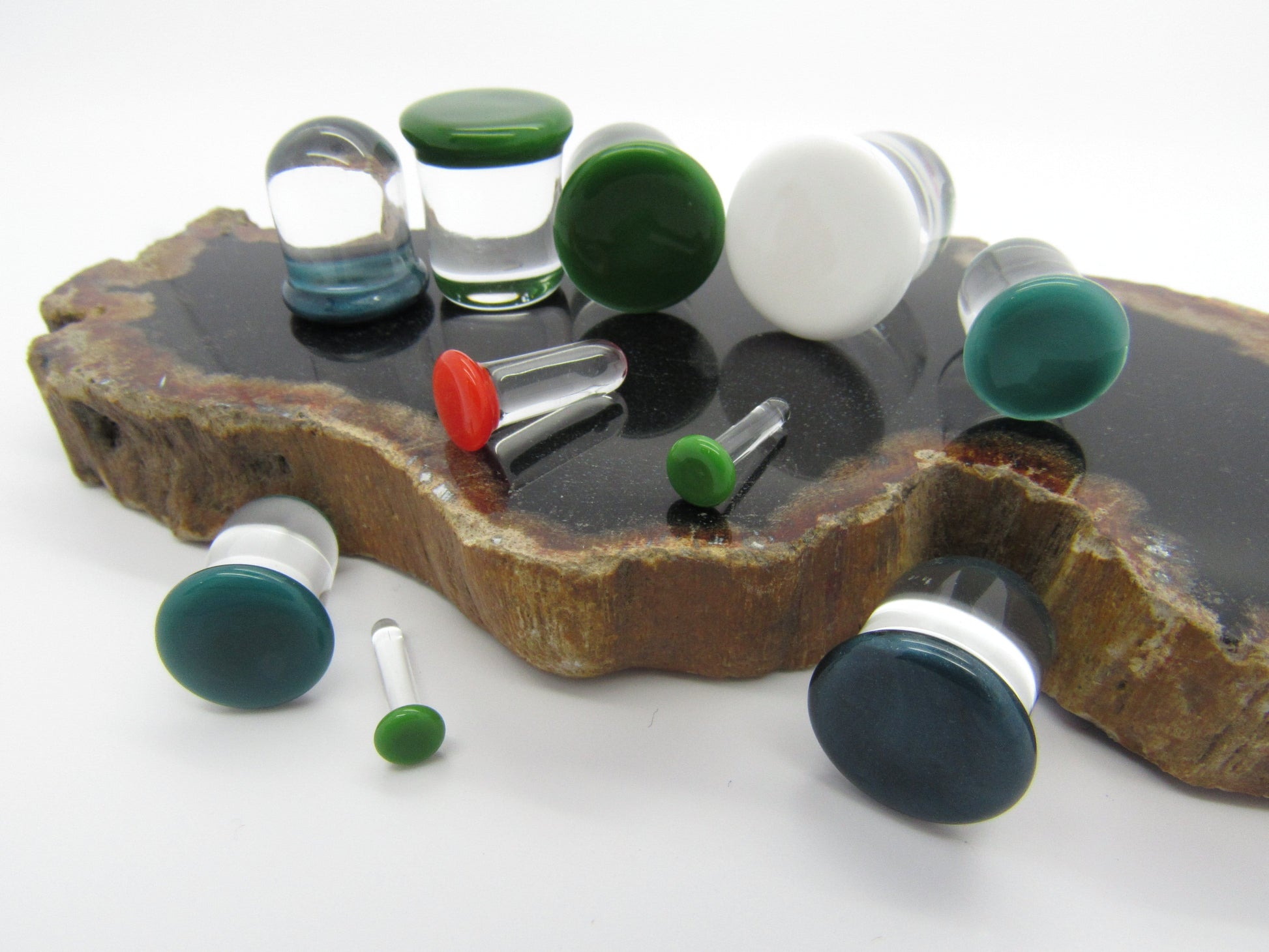 Glass Plugs | Single Flare | Dark Aqua Plug Pair - Avanti Body Jewelry