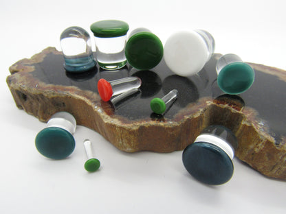 Glass Plugs | Single Flare | Dark Aqua Plug Pair - Avanti Body Jewelry