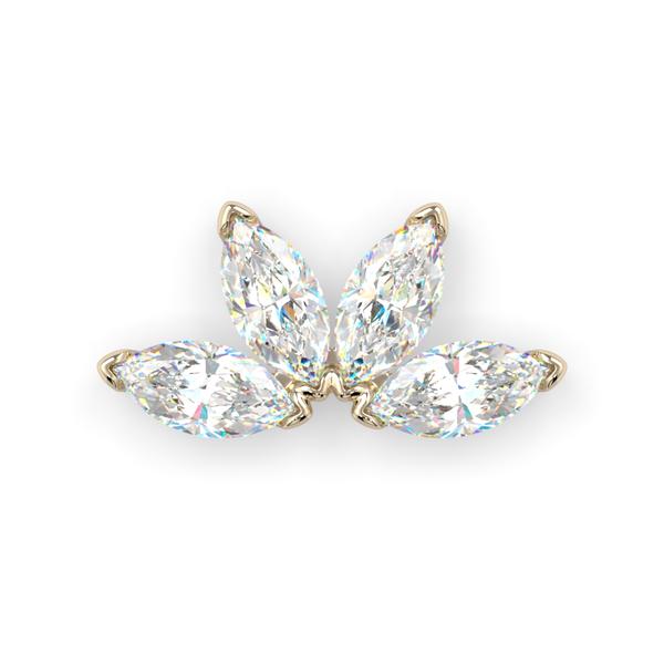 Quadruple Diamond Marquis Fan | 14K Threadless Top For Nose, Ears & Lip - Avanti Body Jewelry