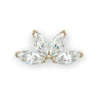 Quadruple Diamond Marquis Fan | 14K Threadless Top For Nose, Ears & Lip - Avanti Body Jewelry