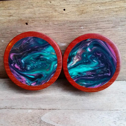 OMW | Marble Resin Inlay Wood Plug Pair - Avanti Body Jewelry