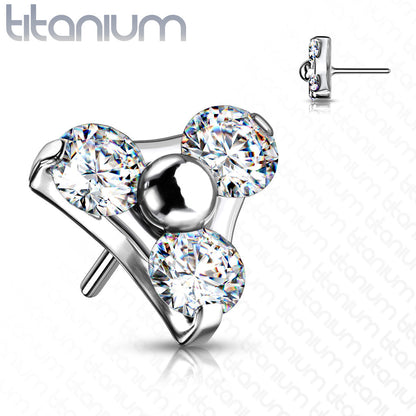 Trinity 3 Gem Cluster | Titanium Threadless Top For Nose, Ears & Lip - Avanti Body Jewelry