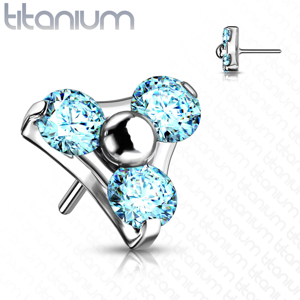 Trinity 3 Gem Cluster | Titanium Threadless Top For Nose, Ears & Lip - Avanti Body Jewelry