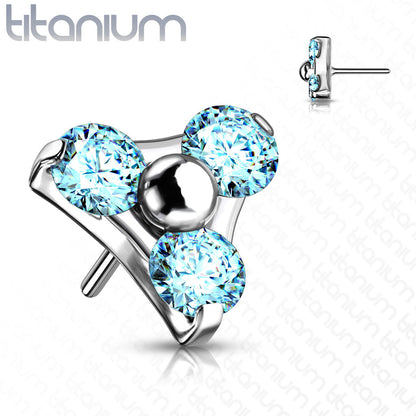 Trinity 3 Gem Cluster | Titanium Threadless Top For Nose, Ears & Lip - Avanti Body Jewelry