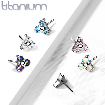Trinity 3 Gem Cluster | Titanium Threadless Top For Nose, Ears & Lip - Avanti Body Jewelry