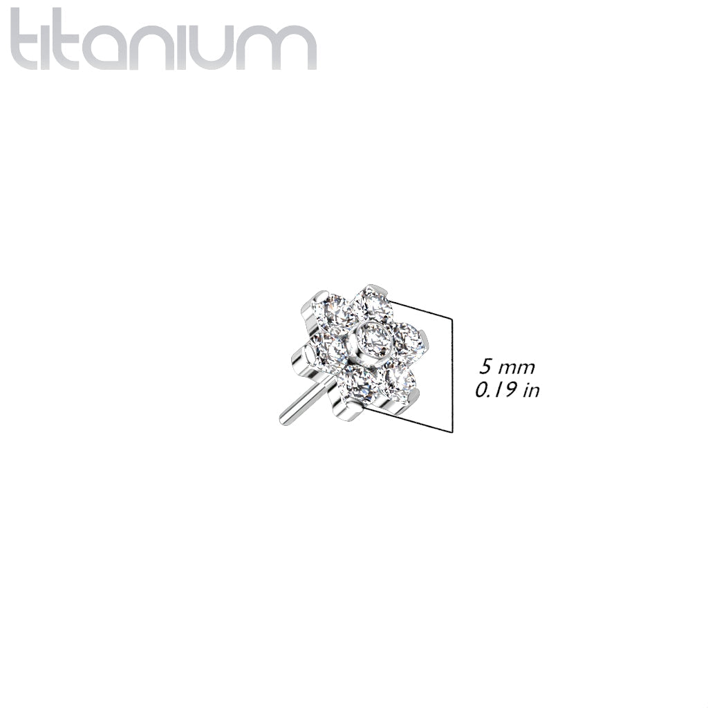 Flower w/ Gems | Titanium Threadless Top For Nose, Ears & Lip - Avanti Body Jewelry