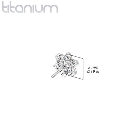 Flower w/ Gems | Titanium Threadless Top For Nose, Ears & Lip - Avanti Body Jewelry