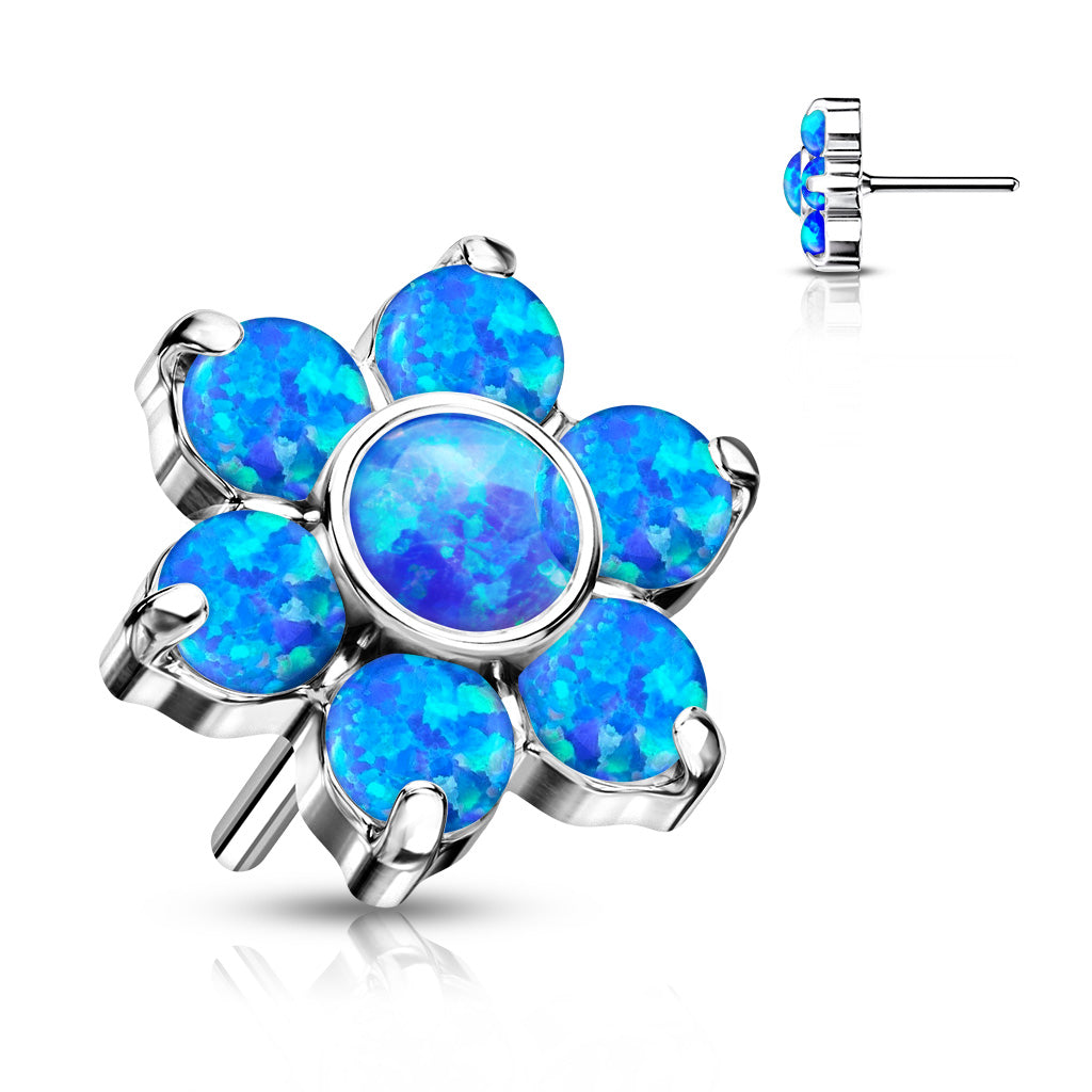 Flower w/ Gems | Titanium Threadless Top For Nose, Ears & Lip - Avanti Body Jewelry