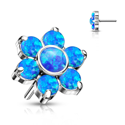 Flower w/ Gems | Titanium Threadless Top For Nose, Ears & Lip - Avanti Body Jewelry